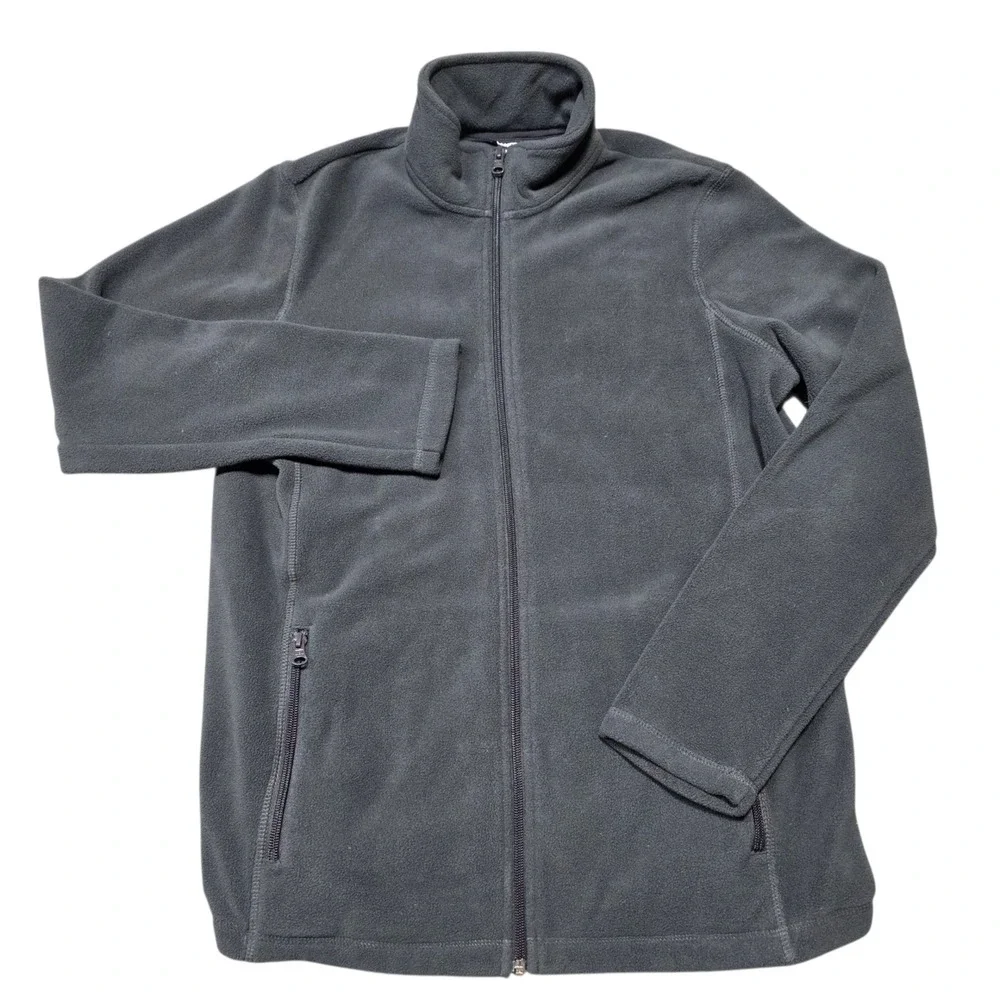 Lands End Gray Fleece Full Zip Jacket Women's Medium‎ Polyester Cozy Warm